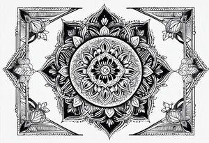 Thick line mandala lace diamond tattoo idea