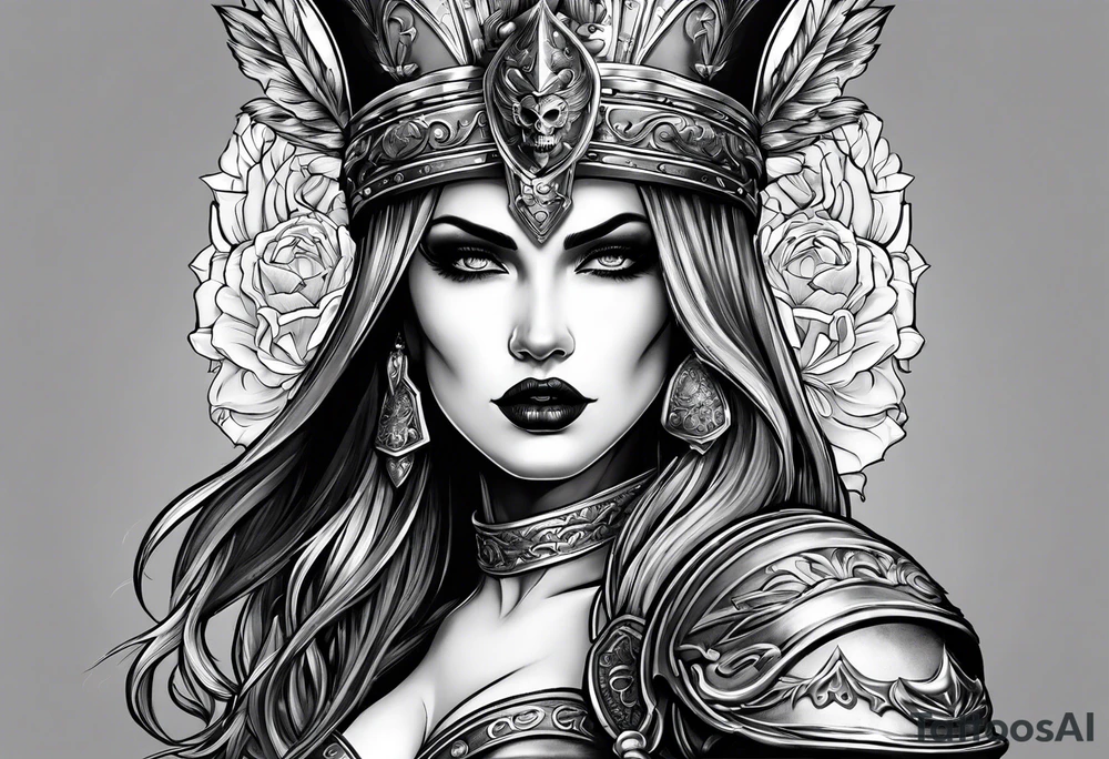 roman soldier lady death tattoo idea