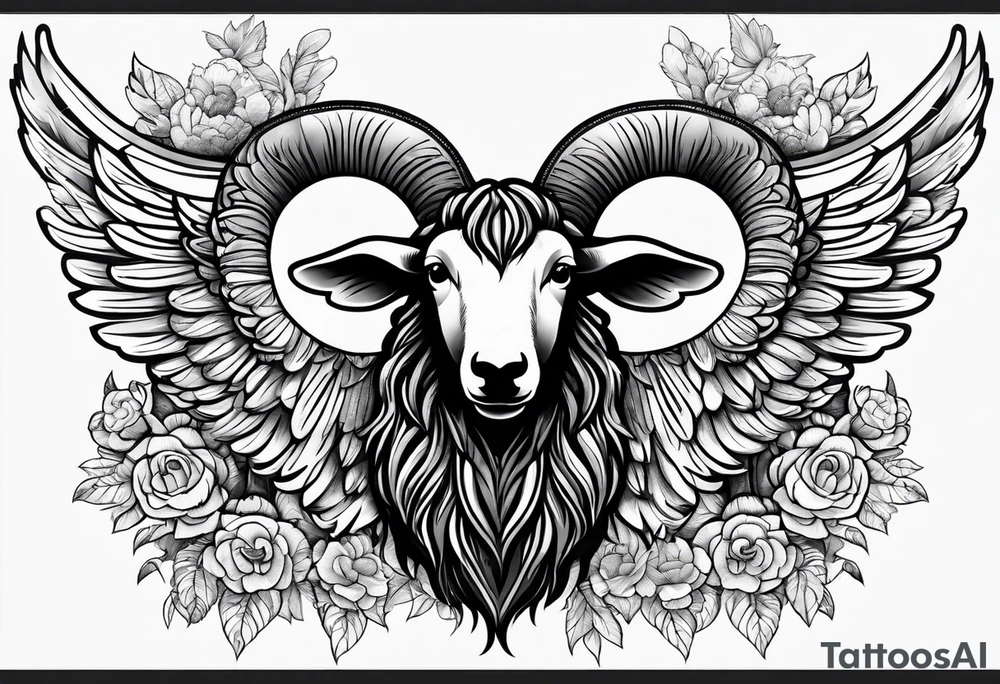 black sheep with angel wings no horns tattoo idea