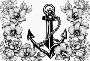 An anchor and orchids tattoo idea