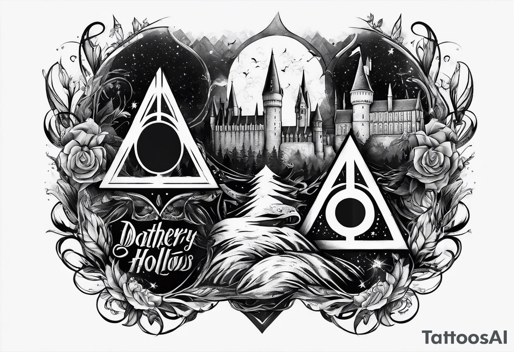 Harry Potter deathly hollows  arm sleeve tattoo idea