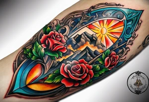 All 4 elements surrounding a broken sword tattoo idea