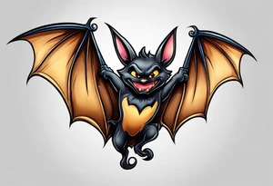 cartoon bat in style of disney, in memory of tattoo idea