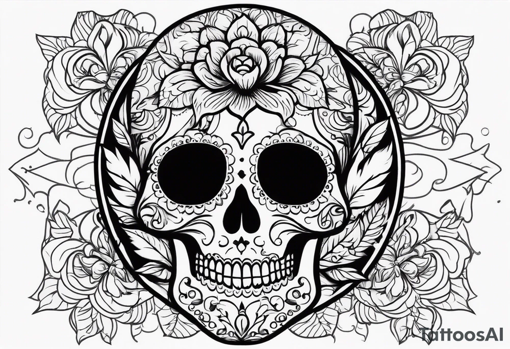 Day of dead skull with smoke around it tattoo idea