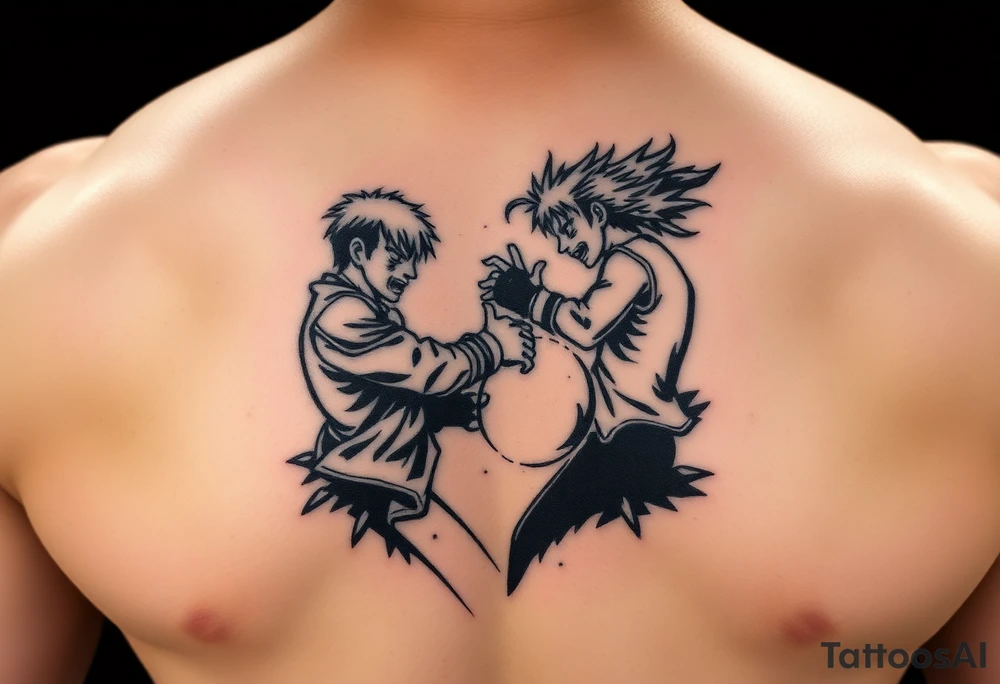 Anime fight scene tattoo idea