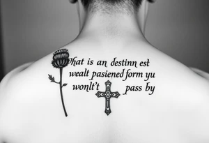 include the Scottish Gaelic translation of, "What is destined for you won't pass you by" and the Scottish thistle along with a Scottish Celtic cross. To be tattooed on the forearm tattoo idea