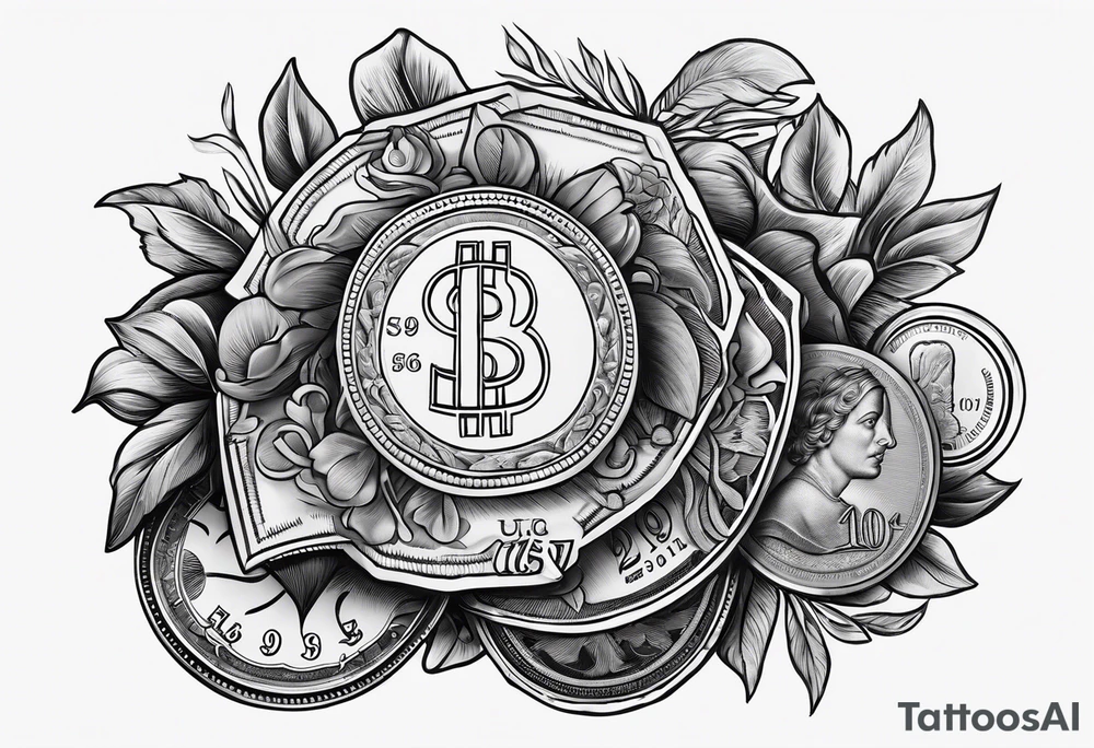 US Currency coins tattoo idea