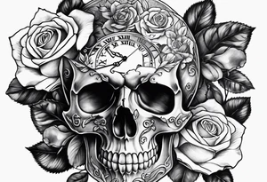 Skull roses watch tattoo idea