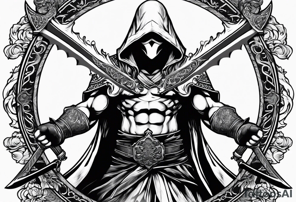 Phantom holding two swords tattoo idea