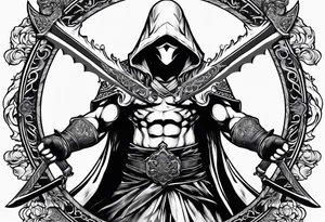 Phantom holding two swords tattoo idea