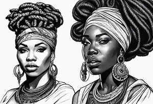 African woman with dreads medusa tattoo idea