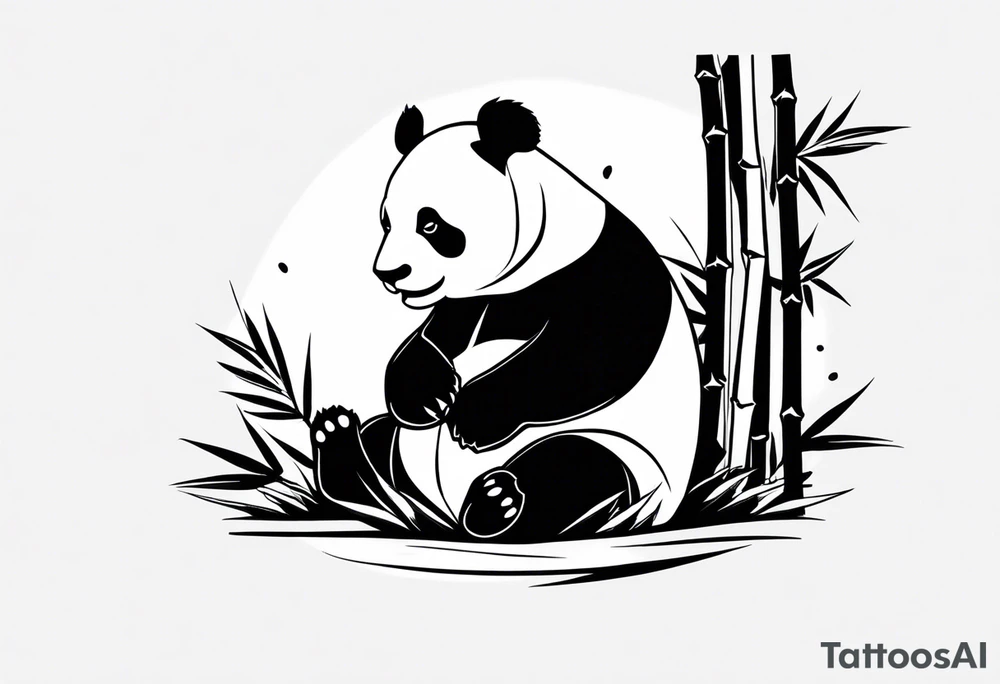 Panda playing with bamboo tattoo idea