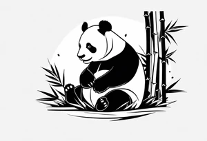 Panda playing with bamboo tattoo idea