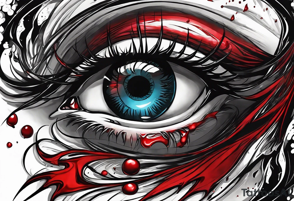 Bleeding tears flow from Alucard's eye in Hellsing tattoo tattoo idea