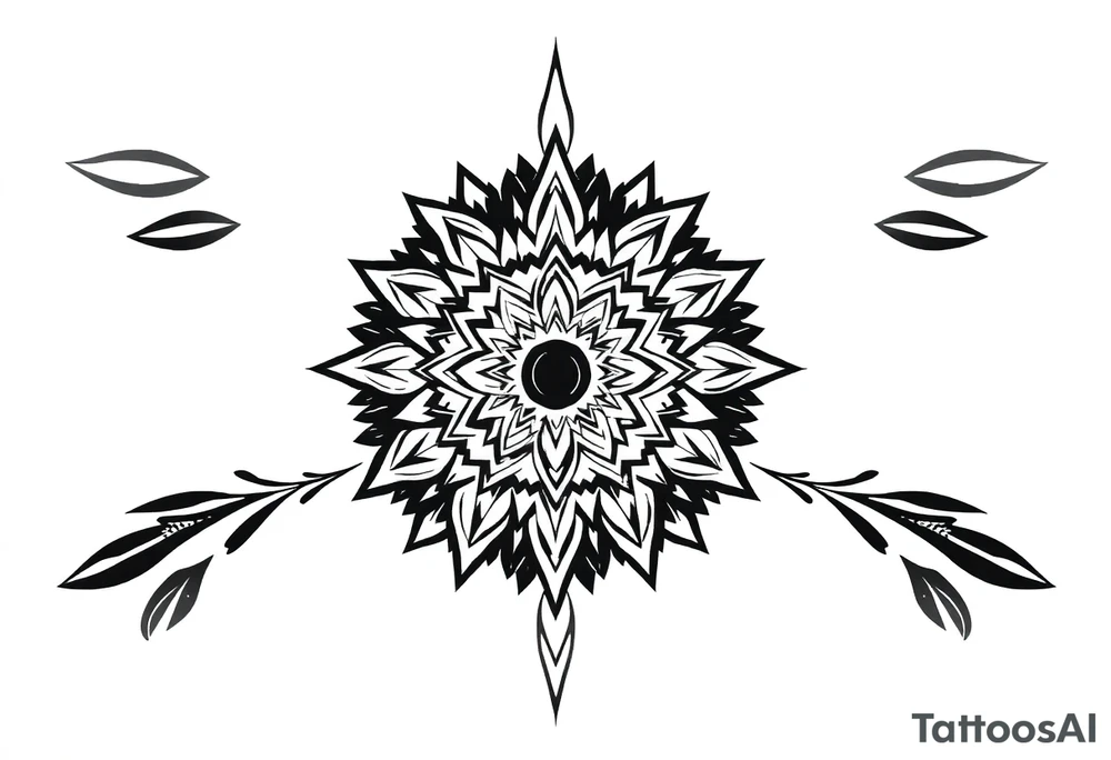 big spiritual feather indian mandala shaman tattoo idea