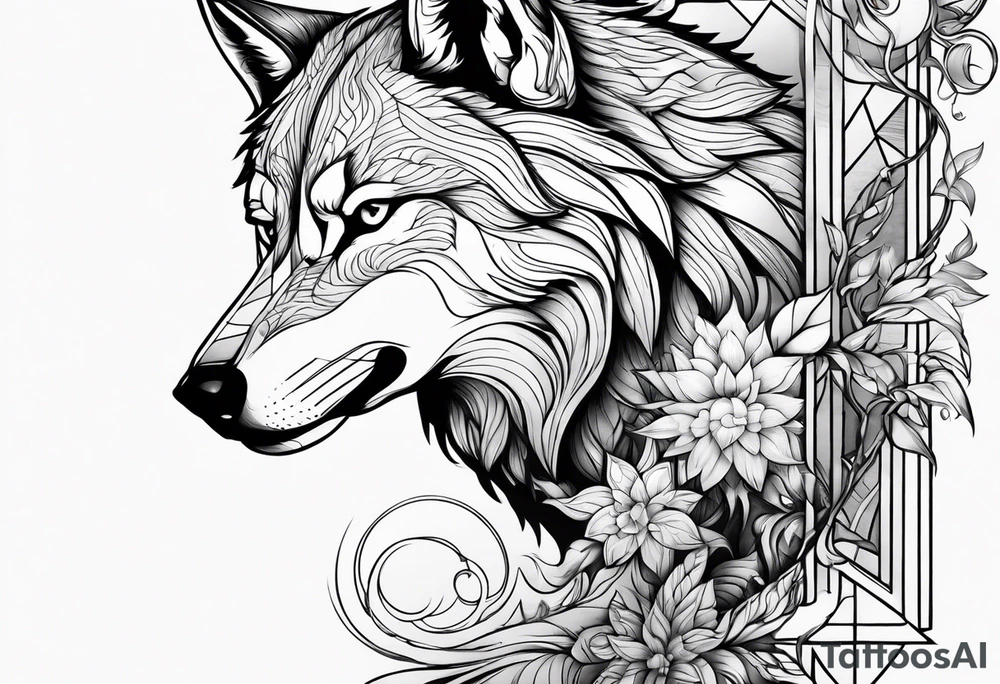 the warrior looks into the water and there is the reflection of a wolf tattoo idea