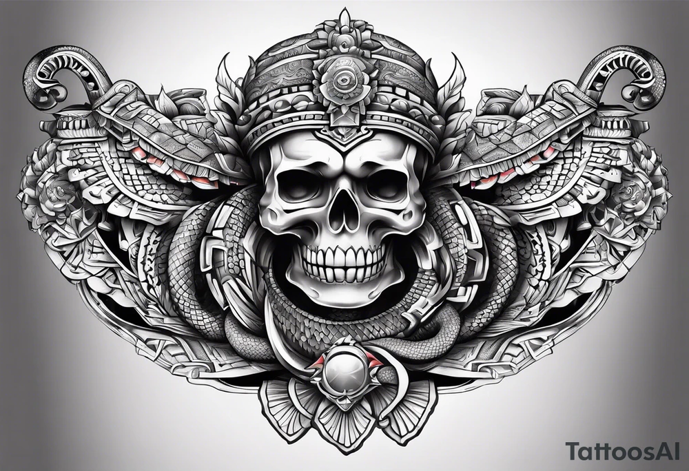 aztec snake sleeve tattoo idea
