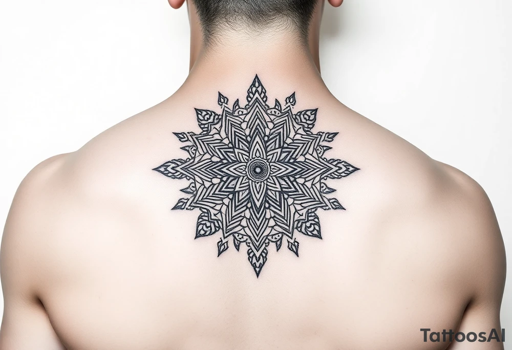 intricate mandala with sacred geometry and cosmic elements tattoo idea