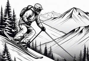 Skier line drawing tattoo idea