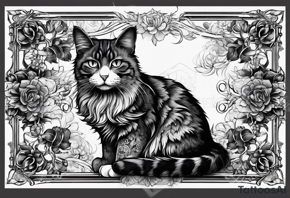cat with cigar tattoo idea
