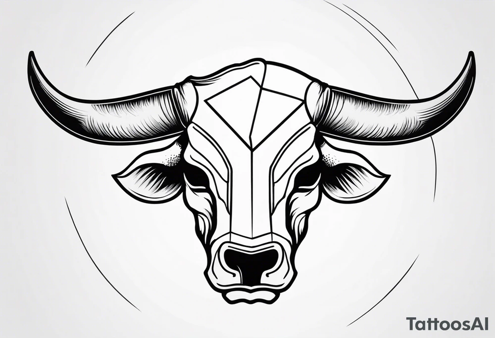 skull of a bull with a line frame, realistic, simple tattoo idea
