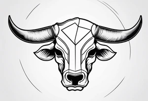 skull of a bull with a line frame, realistic, simple tattoo idea