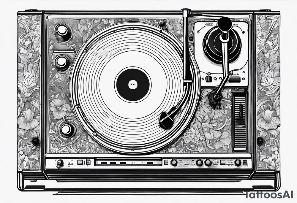 Recordplayer minimalistic fineline drawed in 2D tattoo idea Recordplayer minimalistic fineline drawed in 2D tattoo idea