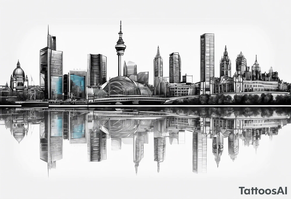 Melbourne Skyline with london skyline reflection tattoo idea