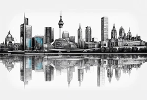 Melbourne Skyline with london skyline reflection tattoo idea