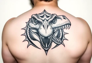 Dilophosaurus staring at you showing teeth 
mean looking tattoo idea