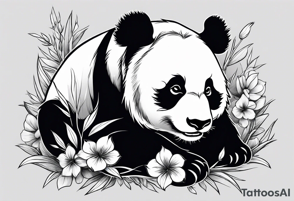 Playful panda rolling tattoo idea