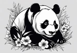 Playful panda rolling tattoo idea