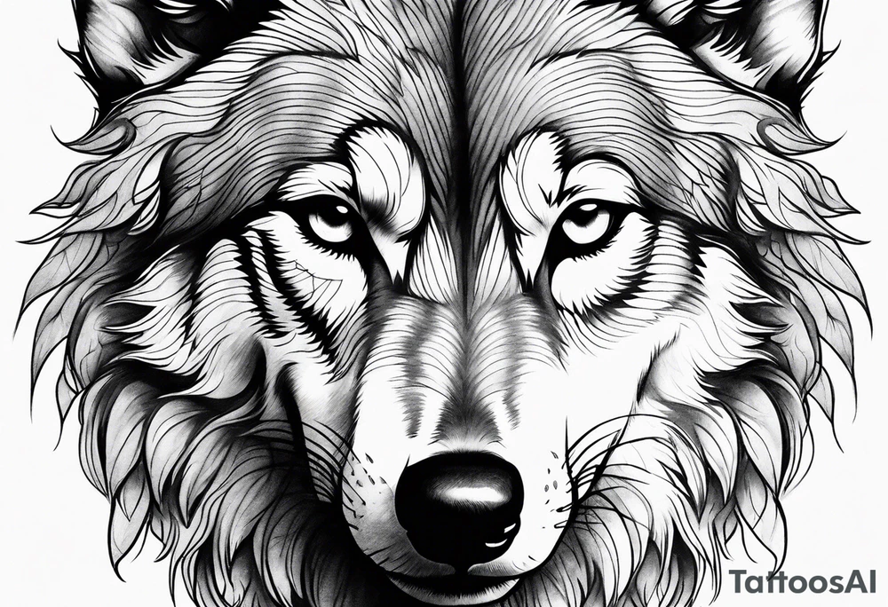 Wolf face toddle face tattoo idea