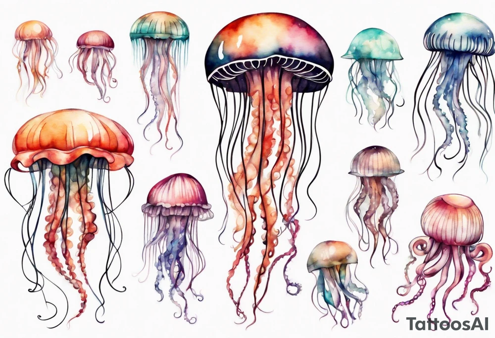 Jellyfish with super long tentacles tattoo idea