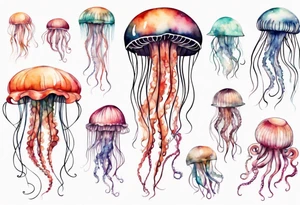Jellyfish with super long tentacles tattoo idea