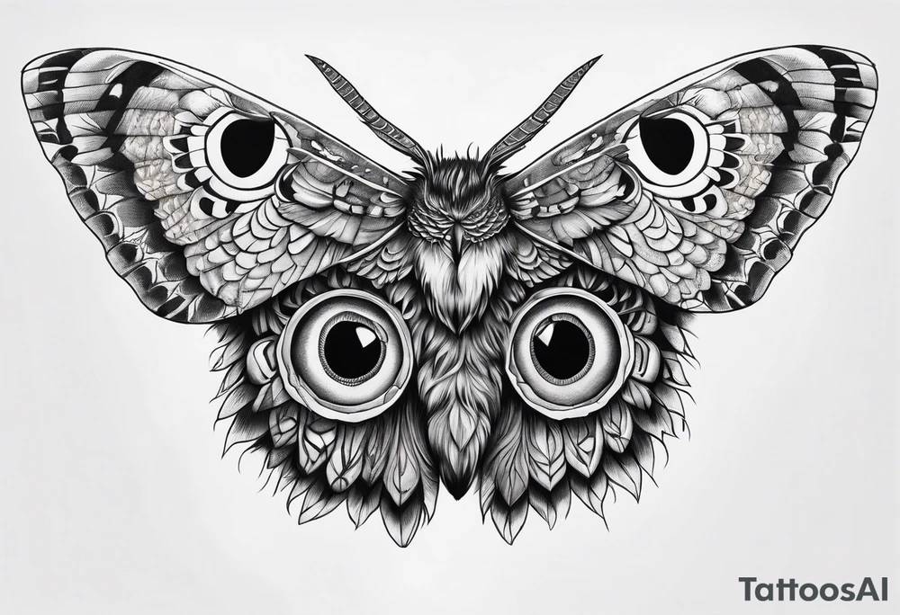 Dead head moth with owl eyes tattoo idea