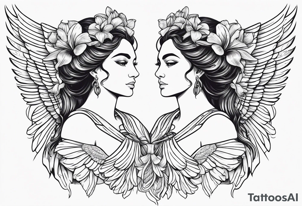 Greek goddess iris with wings coming from her back tattoo idea