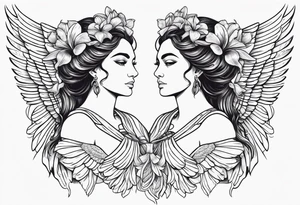 Greek goddess iris with wings coming from her back tattoo idea