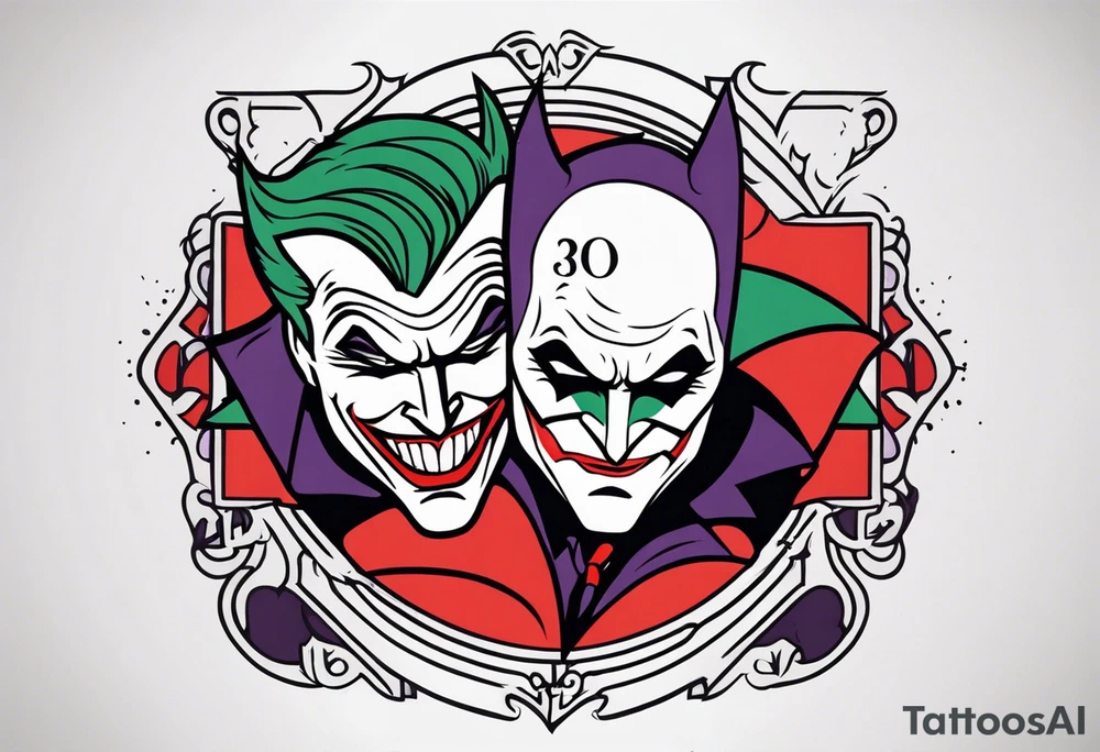 joker and batman on card game tattoo idea