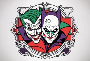 joker and batman on card game tattoo idea