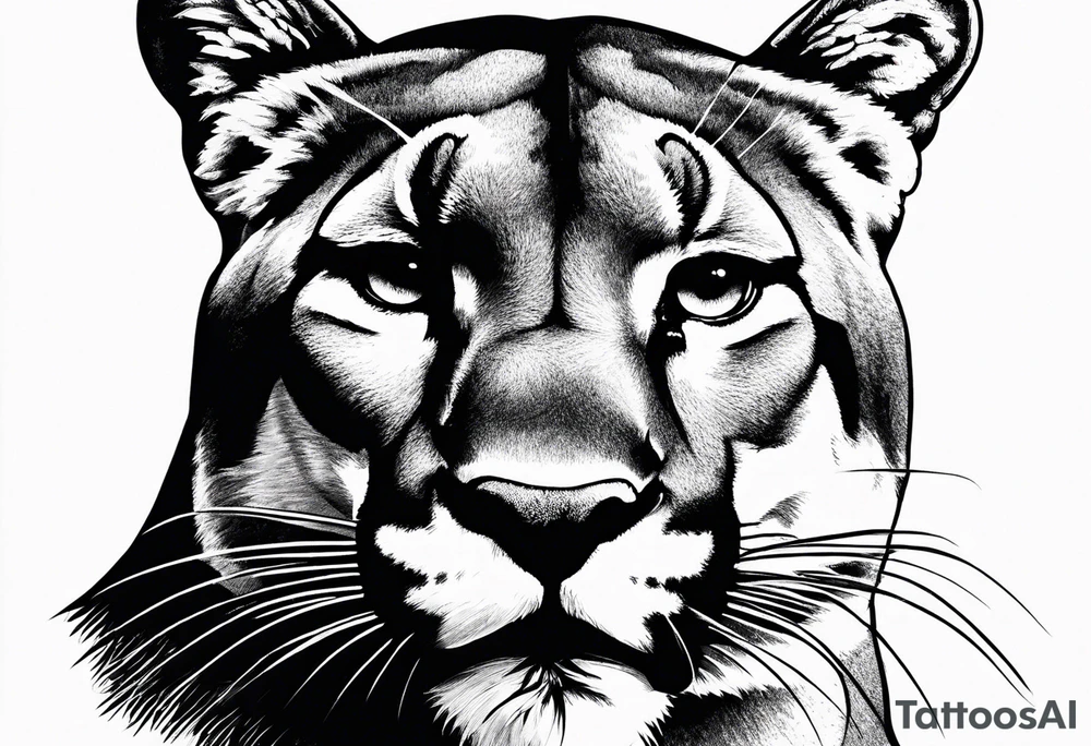 mountain lion face, teeth showing tattoo idea