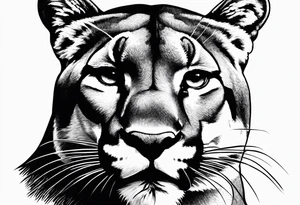 mountain lion face, teeth showing tattoo idea