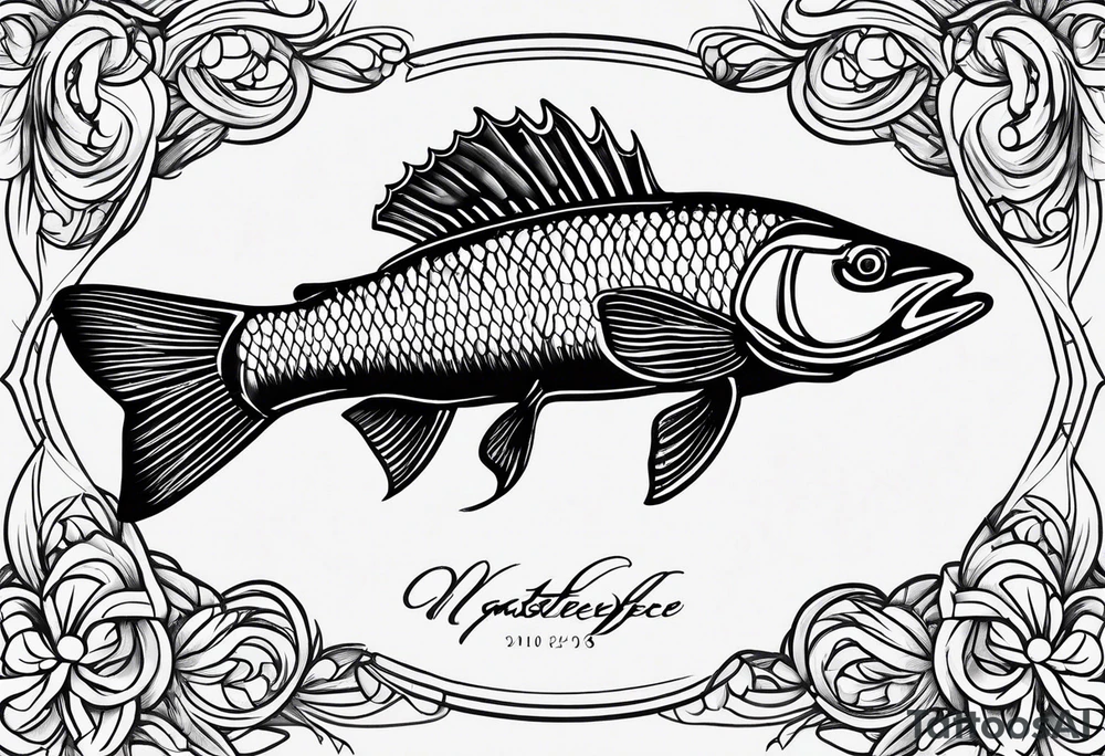 walleye fish simple small line work tattoo idea