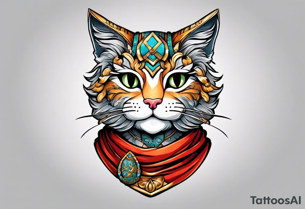 A cat dressed in a toga tattoo idea