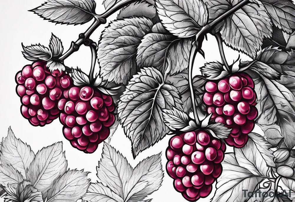 a thick long raspberry branch that is hanging upside down tattoo idea