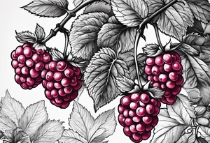 a thick long raspberry branch that is hanging upside down tattoo idea
