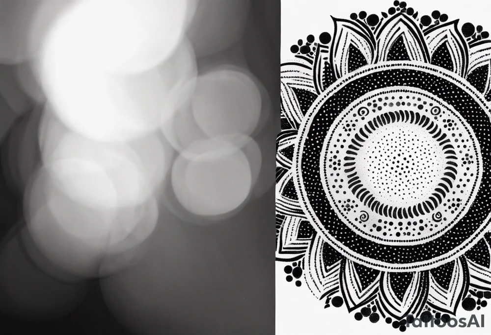 simple sun made of black dots and circles tattoo idea