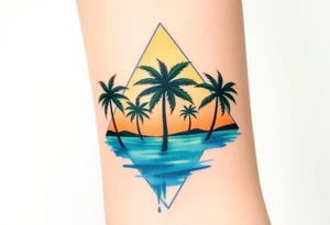 Palm trees silhouette, water, florida, all fit in a triangle tattoo idea