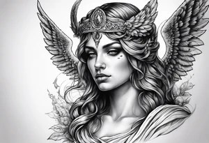 Creepy half angel half demon, make it more like Greek mythology tattoo idea