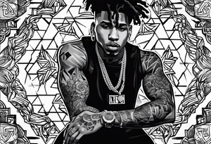 Make me the rapper nle Choppa and put all of his tattoos he has tattoo idea